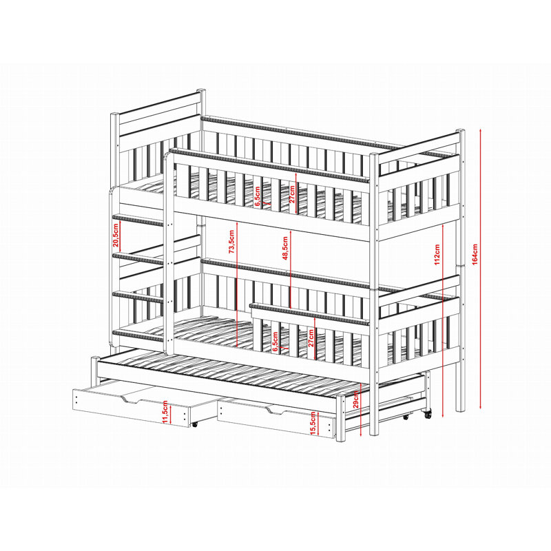 Harriet Bee Barni Solid Wood Standard Bunk Bed with Trundle by Harriet